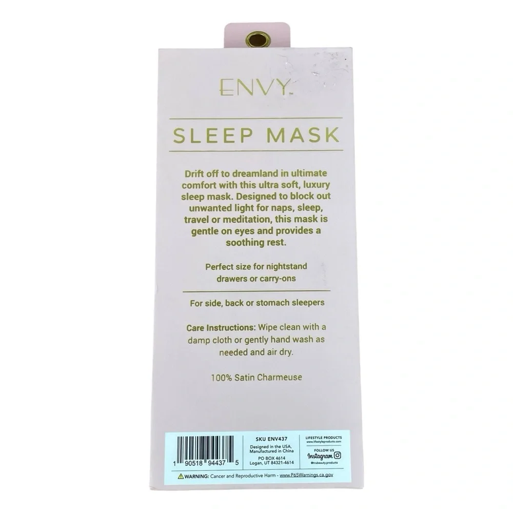 Pink Sleep Mask with Silver Accents